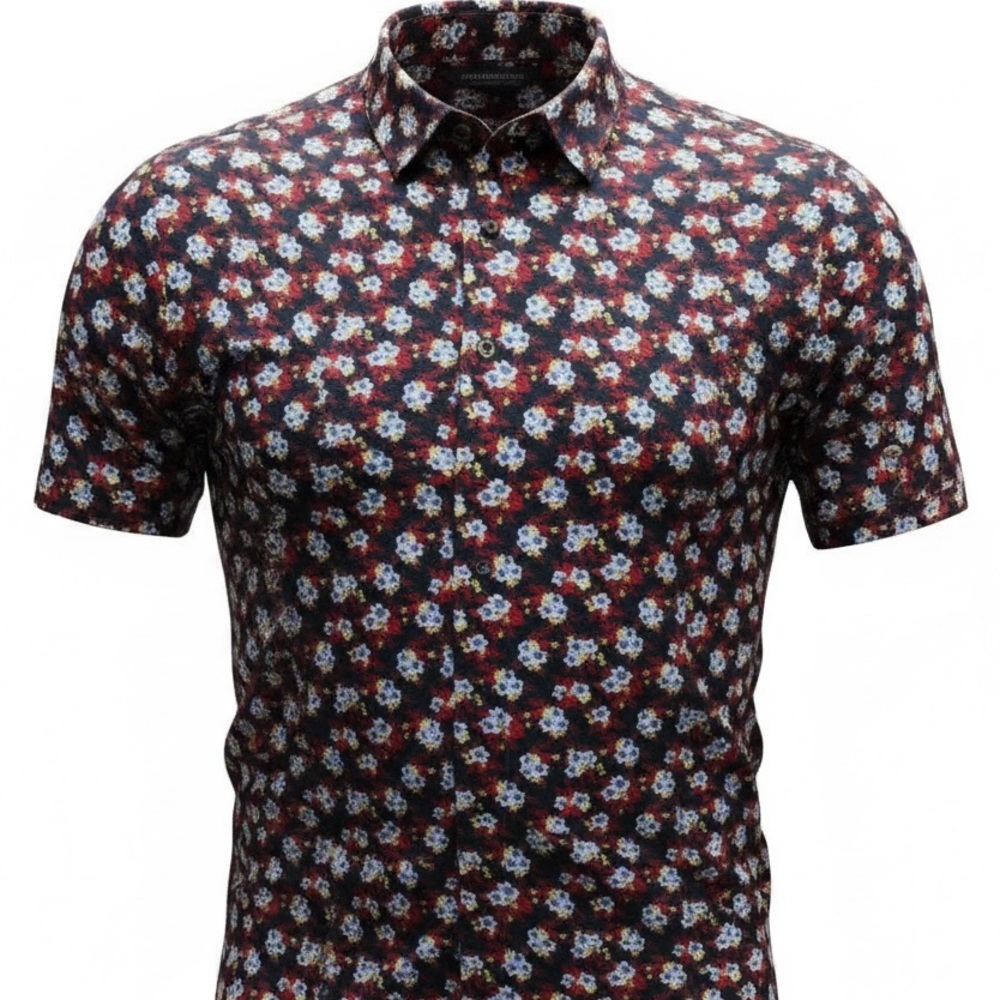 Hart Schaffner Marx Floral Shirt XXL black red and blue